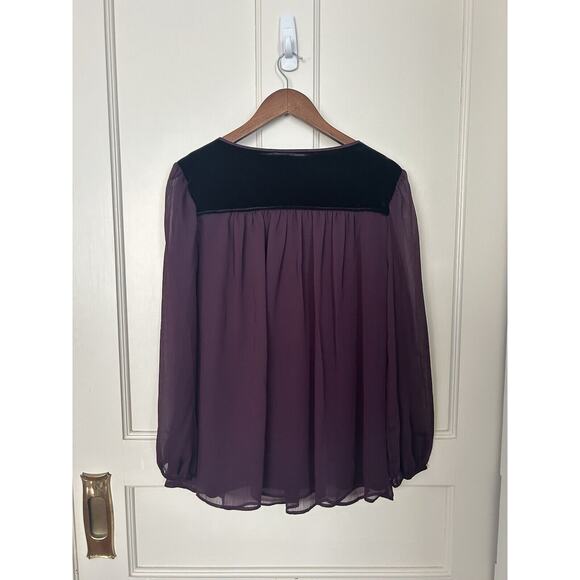 Susan Graver Artisan Beaded Velvet Detail Blouse Womens Size 12 Purple Boho NWT - Picture 4 of 9